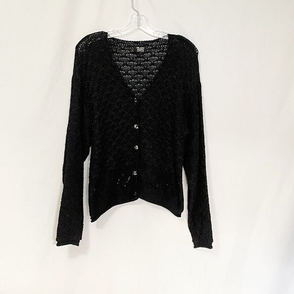 Hilary Smith Hand-loomed Black Cardigan L - Picture 2 of 10